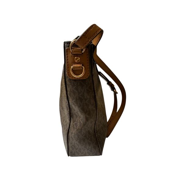Michael Kors Brown Signature Crossbody Bag Logo Print Adjustable Strap+Dust Bag - Picture 7 of 13